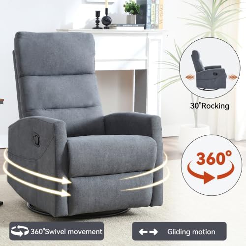 Recliner Chair for Living Room PU Leather Massage Recliner Chair Winback Single Sofa Home Theater Chairs Adjustable Modern Reclining Chair with Padded Seat Backrest for Adults (Gray)