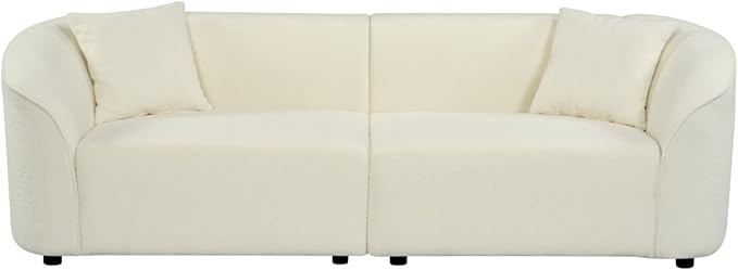 Merax Comfy 87 Large Couch Upholstered Loveseat with Extra Deep Seats Boucle Sofa for Living Room Apartment Office Classic Beige