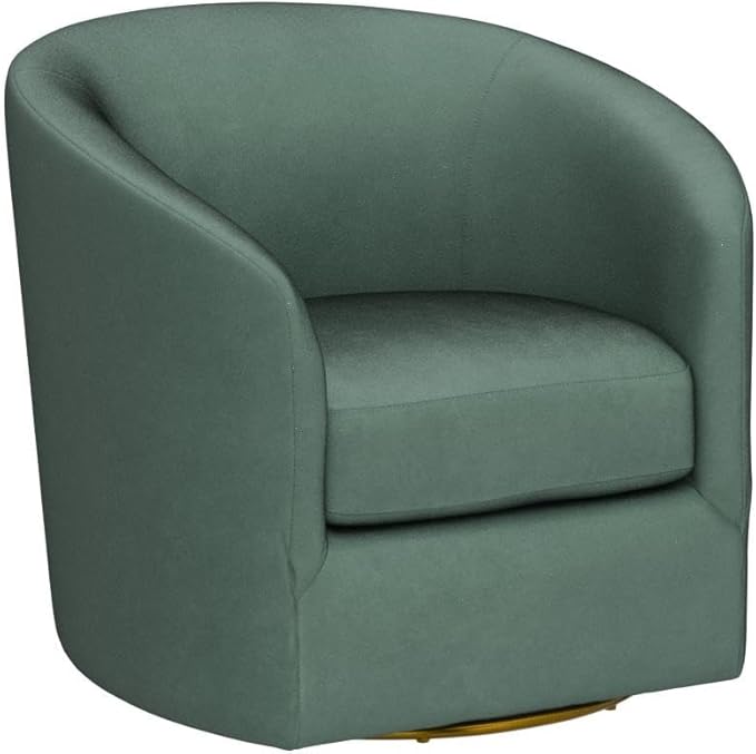 HULALA HOME Swivel Accent Chair with Gold Metal Base Set of 2 Contemporary Velvet Curved Swivel Barrel Chair Upholstered Club Armchair Leisure Single Sofa for Living Room Nursery Bedroom(SAGE)