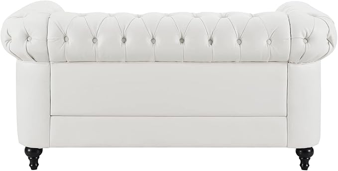 Naomi Home Emery Chesterfield Sofa Set White/Loveseat Only