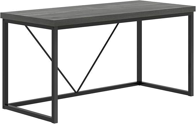 EXCEFUR Modern Home Office Desk Wood and Metal Computer Desk Industrial Writing Study Gaming Table for Living Room Bedroom Rustic Grey 53 inch