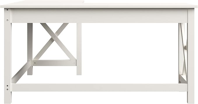 Computer Desk - L-Shaped Desk with X-Pattern Legs - For Office Computer or Craft Table - Desks for Home Office by Lavish Home (White)