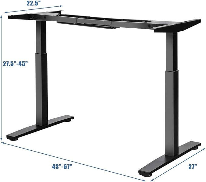 Tangkula Dual Motor Electric Standing Desk Frame Height &amp Width Adjustable Motorized Sit Stand Desk Base Ergonomic Standing Up Workstation w/Memory Controller