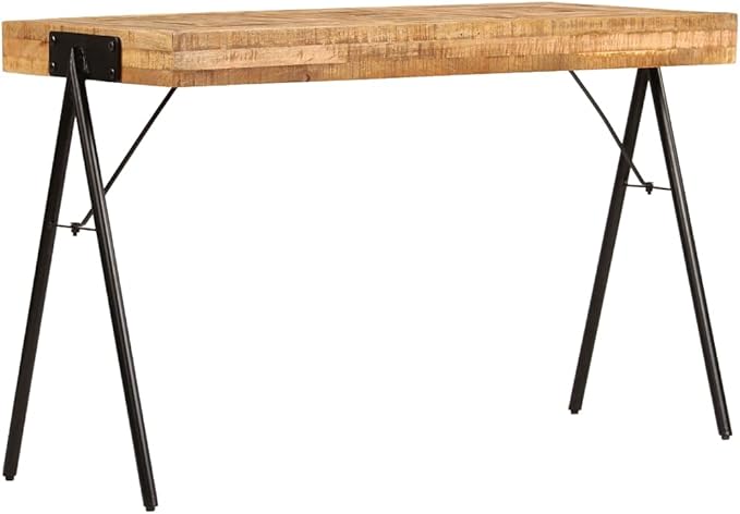 46.5 Inch Industrial Writing Desk with Steel Legs Wooden Computer Desk Home Office Desk Computer Table Workstation for Space Saving Brown