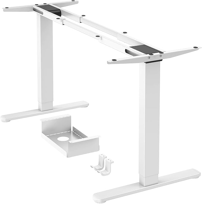 ErGear Dual Motor Standing Desk Frame Electric Adjustable Legs Compatible Desktop Size 44″-90″ 264 lbs Weight Capacity 4 Memory Height Settings Stand up Desks Base White Frame Only