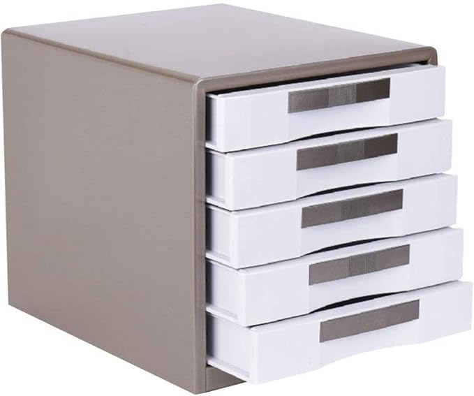 File Cabinets for Office 5 Drawer Desktop Data Storage Metal Storage Box Gray 30X35X30.8Cm Bookcase