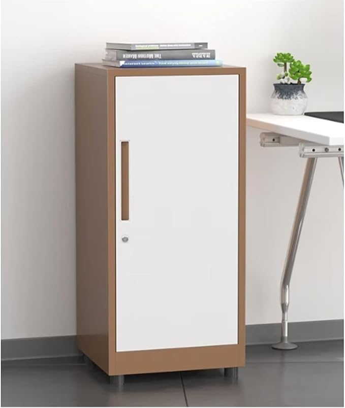 File Cabinet with Lock File Cabinet Vertical Filing Cabinet Single Door Locking File Cabinet Storage Box(Color:Coffee Color)