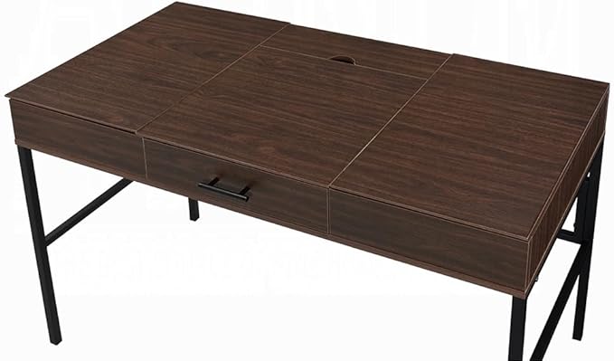 Oak &amp Black Writing Desk with USB Port - Computer Desk for Home Office