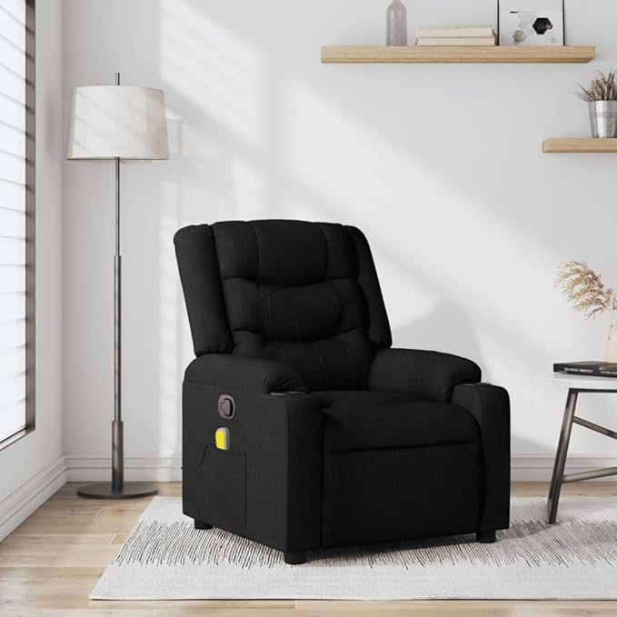 Massage Recliner Chair Manual Recliner Chair with Massage Single Sofa Home Theater Seating Comfy Living Room Single Sofa Chair Black Fabric-31
