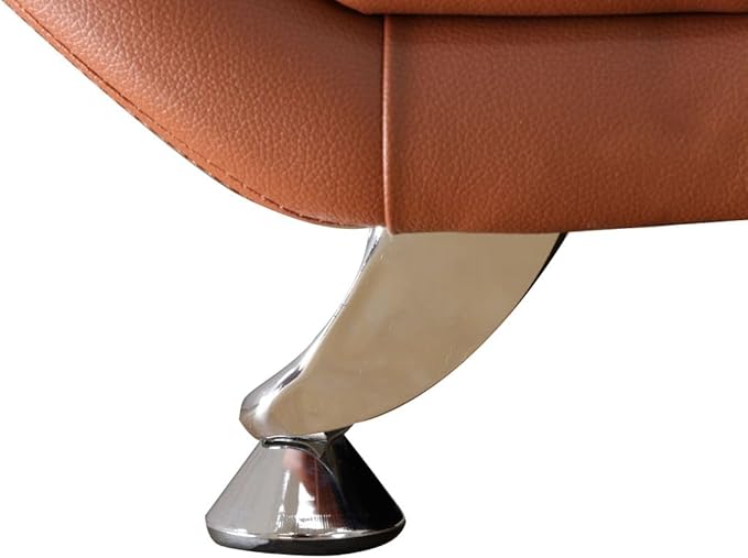 Lounge Comfy Faux Leather Sofa Modern Couch for Small Living Room/Dorm/Bedroom/Office/Apartment for Small Spaces (Orange Single Seat)