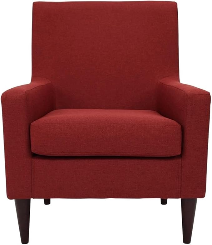 Pemberly Row Traditional Fabric Arm Chair Picante Red Finish 34.5 H x 28 W x 30 D Woven Textured Fabric Padded Seat Durable Construction Classic Accent Chair for Living Room or Bedroom