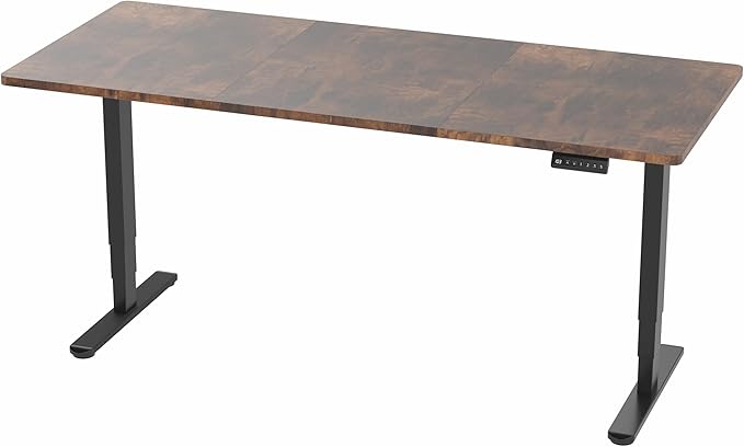 VIVO Electric 71 x 30 in Dual Motor Rustic Sit Stand Desk Memory Height Adjustment 2B Series Vintage Brown Top Black Frame DESK-KIT-2B7N