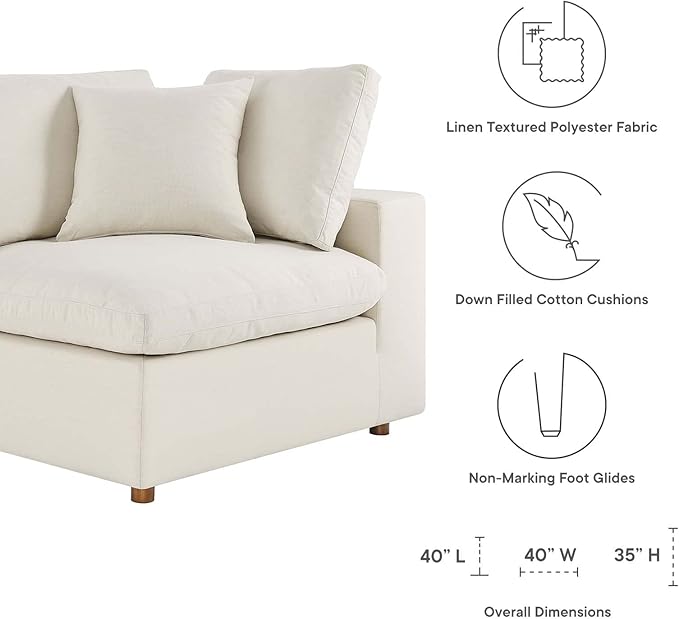 Modway Commix Down-Filled Overstuffed Upholstered Sectional Sofa Corner Chair