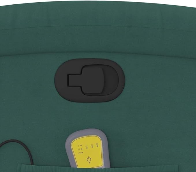 vidaXL Velvet Massage Recliner Lounge Chair - Dark Green Manual Recline USB-Powered Vibration Thick Padding Sturdy Frame