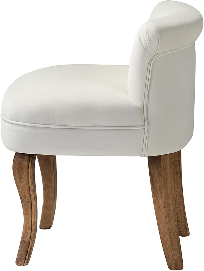 Modern Velvet Vanity Chair with with Solid Wood Legs Upholstered Vanity Stool with Low Back Small Makeup Chair Home Decor for Bedroom Living Room Dressing Table Women Girls