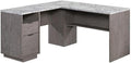 Pemberly Row Engineered Wood L-Shaped Desk 59 in x 58 in x 30 in Ashen Oak Finish Durable Home Office Desk with Storage Drawers and Shelves Compact Workspace for Study or Dorm Room Use