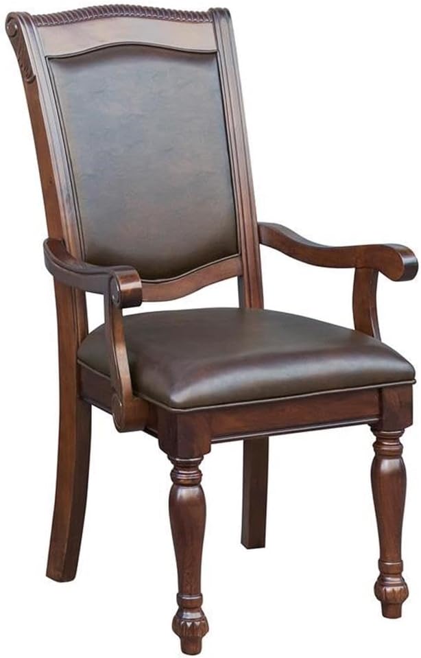 Pemberly Row Wood Dining Side &amp Arm Chairs in Brown Cherry (Set of 8)