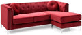 Glory Furniture Pompano Velvet Sofa Chaise in Burgundy