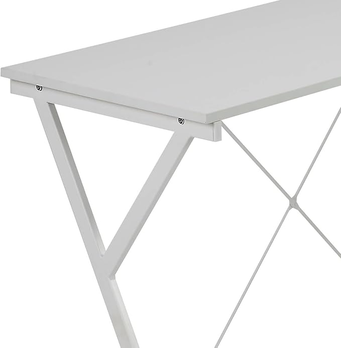 Home Office Desk White L-Shaped Computer Desk with CPU Holder