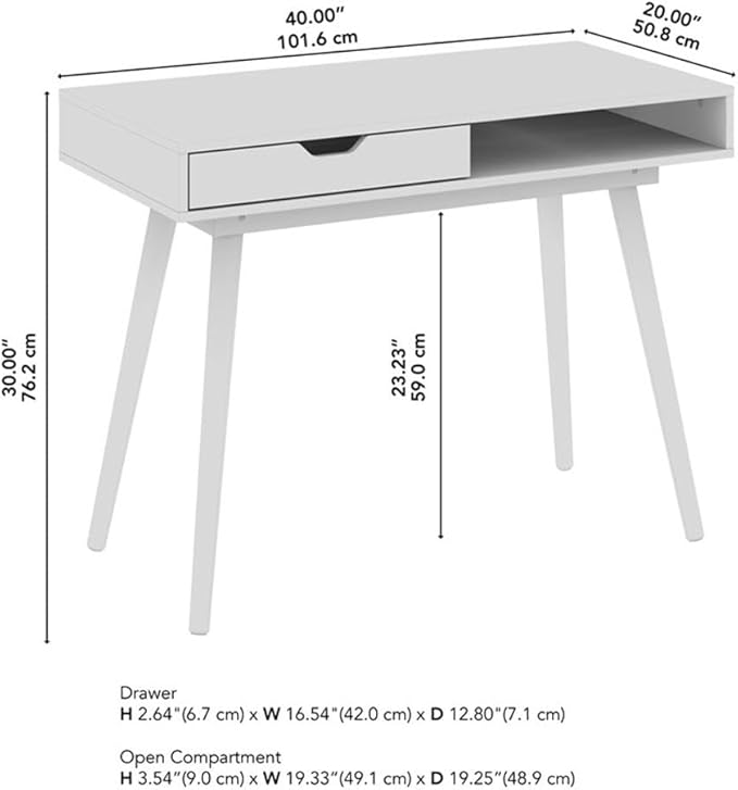 Nora 40W Writing Desk in Natural Oak | Compact Writing Table with Storage Workstation for Home Office or Study Room