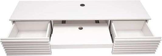 Wall Mounted Desk Floating Computer Desk with 2 Pull Out Drawers Wall Mount Office Desk Wall Mount Table Laptop Computer Writing Study Table for Living Room Bedroom Office (White)