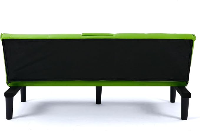 Green Futon Couch &amp Convertible Futon Sofa Bed for Small Space 67 Loveseat Couches with Removable Armrests &amp 2 Cup Holders for Living Room Bedroom Dorm Apartment Easy Assemble (Green)