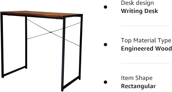 eHemco Multifunctional Rectangular Desk Coffee Top and Black Legs