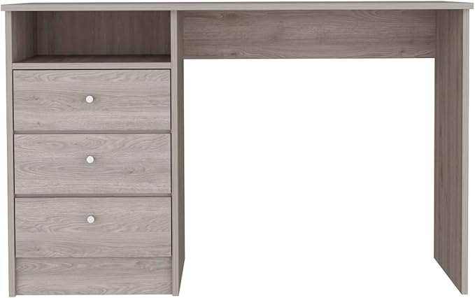 Spacious Computer Desk with 3 Drawers Modern Light Grey Perfect for Home Office &amp Dorm