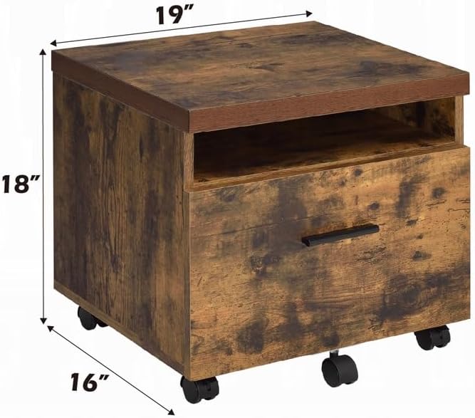 File Cabinet with Lock 2 Drawer Small Storage Cabinets OrganizerUnder Desk Locking Drawers Filing Cabinets for Home OfficeOak
