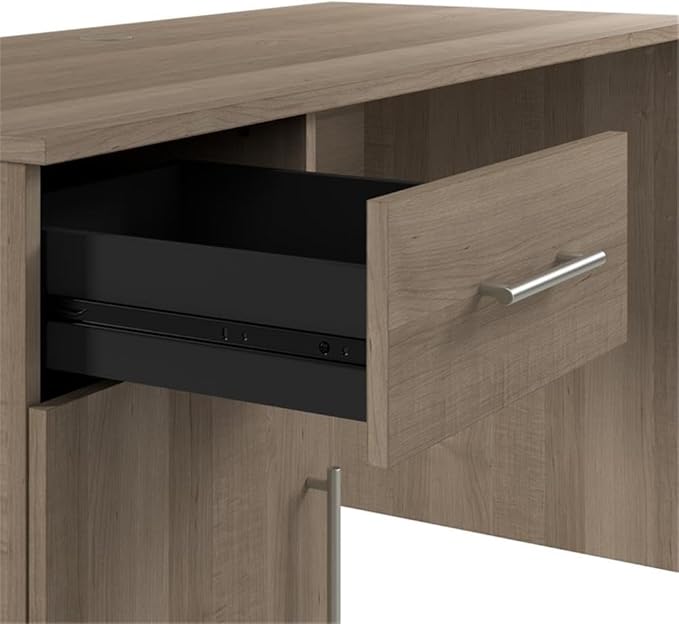 Bush Home Somerset 54W Office Desk with Drawer and Cabinet in Ash Gray Computer Table with Storage for Home Office Workspace