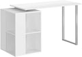 Computer Desk Home Office Left Right Set up Storage Shelves 55 l Work Laptop White Laminate Grey Metal Contemporary Modern