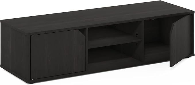 Furinno CLASSIC TV Stand Petite 2-Tier Entertainment Center with Open Shelf and Door Cabinets TV Console for TV up to 55 Inch for Living Room Bedroom Espresso