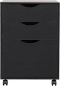 QDSSDECO 3 Drawer Mobile File Cabinet Rolling Vertical Filing Cabinet fits A4 Legal Paper and Letter Paper for Home Office Black