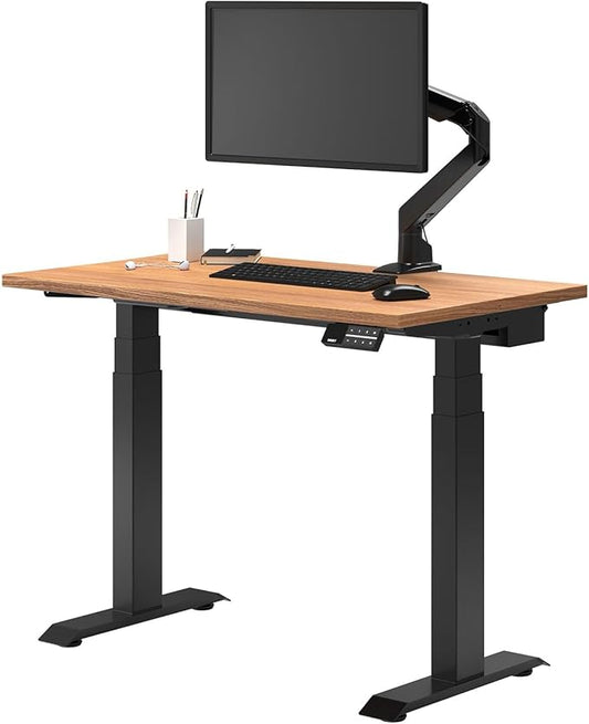 Desky Dual Mini Sit Stand 32 x 20 in Compact Desk with Dual Motors 3-Stage Height Range 4 Memory Presets – One-Piece Top for Home Office Prime Oak