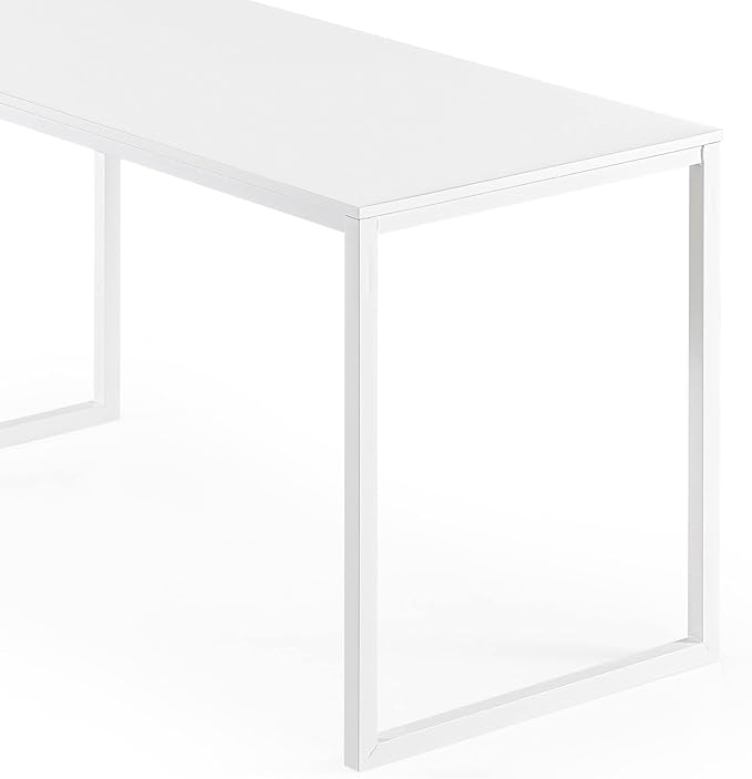 Zinus Jennifer 55 Inch White Frame Desk Computer Workstation Office Desk Easy Assembly White
