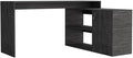59 Modern L-Shaped Computer Desk with 2 Open Shelves &amp Closed Storages Corner Computer Desk for Home Office/Files/Books/Decor/Corner/Against (Grey)