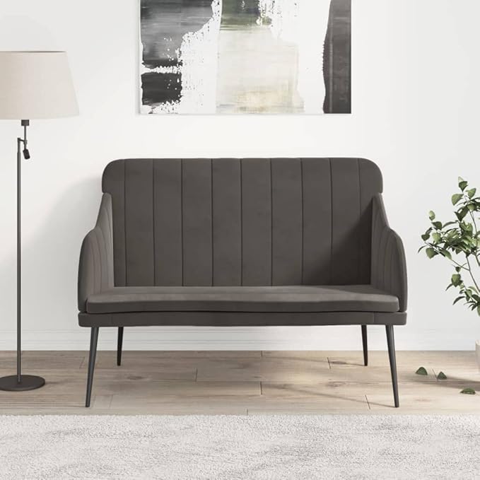 Dark Gray Velvet Loveseat Sofa with Adjustable Armrests Modern Contemporary Fabric Upholstered Furniture for Living Room Durable Steel Frame and Plywood Medium Design