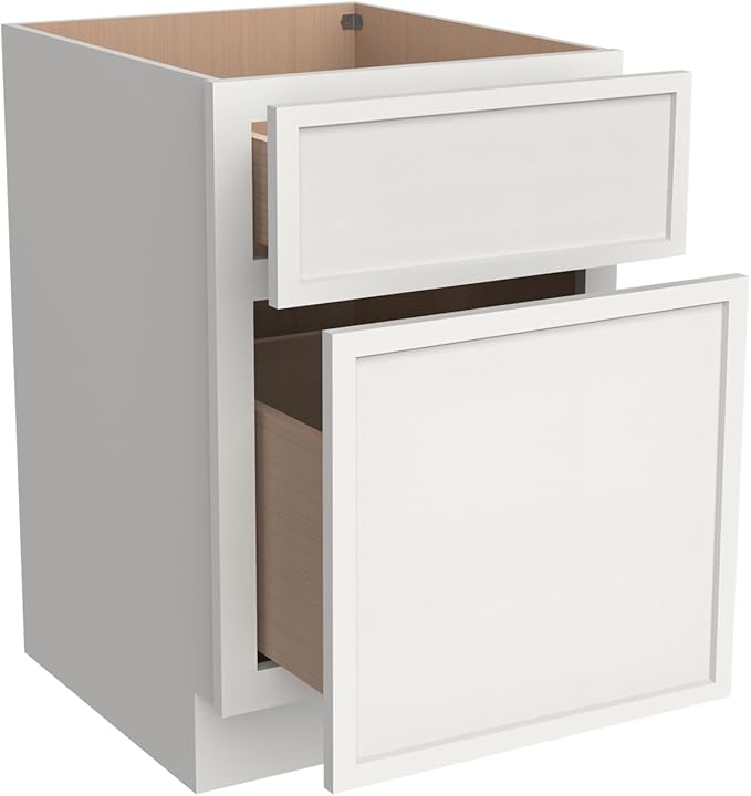 Solid Wood File Cabinet with 2 Drawers Desk Under-Table Wooden File Cabinet Suitable for Bedside or Freestanding File Storage Cabinet (Origami White 18 W × 21 D × 29.5 H)
