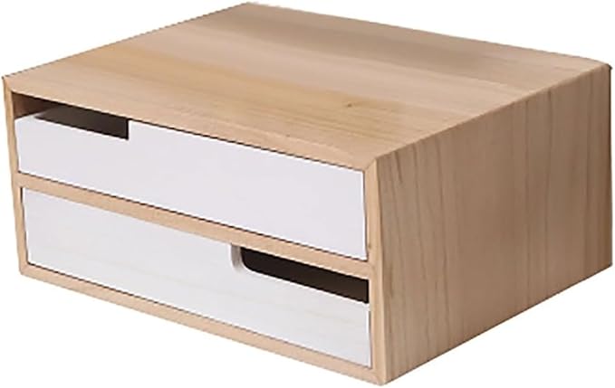 Aimeryup Storage Box File Cabinet 2-tier/3-tier/4-tier Wooden Desktop Clip with Drawer Desk Cabinet Study Office(Size:35X26X16CMColor:A)