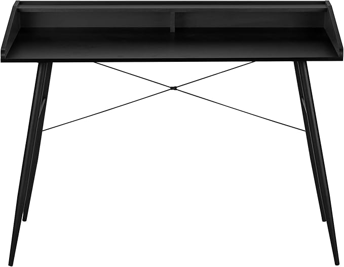 Penau Computer Desk for Home Office Black Laminate &amp Metal Storage Hutch with Cubbies Contemporary Design 47.25l x 23.75w x 34h Inchs
