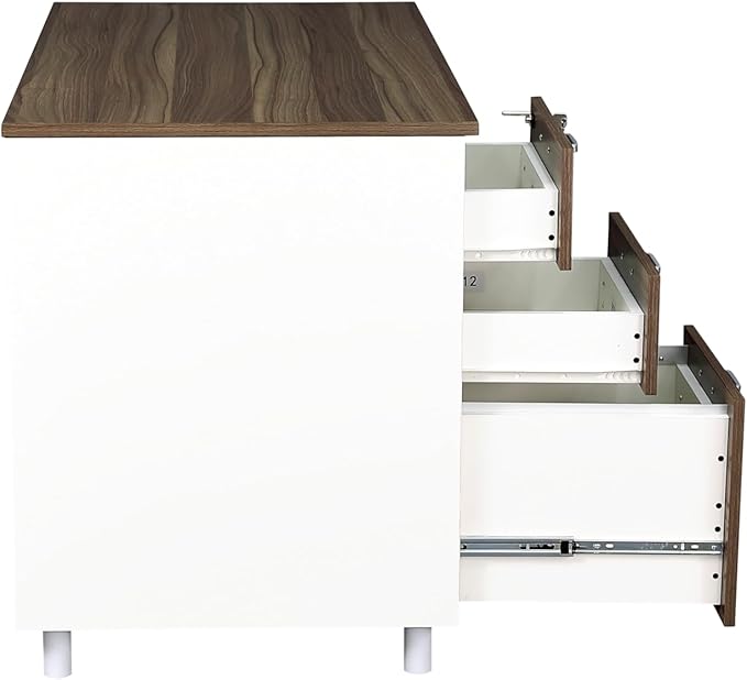 Modern Design Teacher Desk with File Drawer Desk with Locking Drawers by Crafts and Comfort (47 Inch) (Walnut and White)