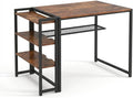 PioneerWorks 35-Inch Home Office DeskFolding Computer Desk with 3 Storage ShelfHome Computer Table Gaming Desk for Bedroom Home Office Dorm Apartmen Study Gaming WritingBrown