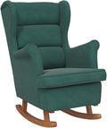 vidaXL Dark Green Velvet Rocking Chair with Solid Rubber Wood Legs - Stylish Design Padded Foam for Comfort Ideal for Living Room or Lounge Area