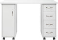 Vasitelan Computer Desk with WheelsHome Office Desk with 4 Drawers &amp Storage Cabinet Laptop Workstation for Home &amp Office SuppliesWhite