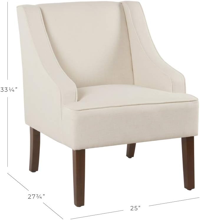 Homepop Upholstered Classic Swoop Arm Accent Chair Home DécorWarm Ivory