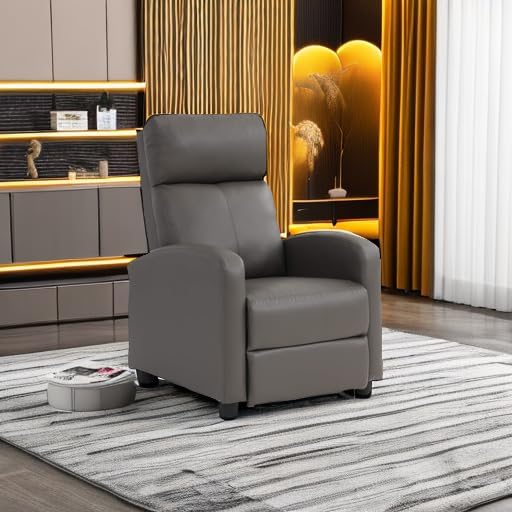 Recliner Chair for Living Room Reading Chair Recliner Sofa Winback Chair Single Sofa Home Theater Seating Modern Reclining Chair Easy Lounge with PU Leather Padded Seat Backrest