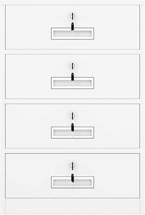 File Cabinet 4-Drawer File Cabinet with Lock Under Desk Metal Filing Cabinet Office Storage File Cabinet Under Desk Storage(Color:White)