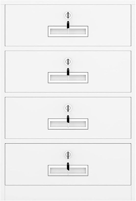 File Cabinet 4-Drawer File Cabinet with Lock Under Desk Metal Filing Cabinet Office Storage File Cabinet Under Desk Storage(Color:White)