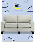 Pemberly Row 61 Track Arm Sofa Loveseat Pebble Gray Removable Covers Anti-Pilling Polyester Upholstery Compact Space-Saving Design Solid Wood Frame Modern Classic for Living Room or Home Office