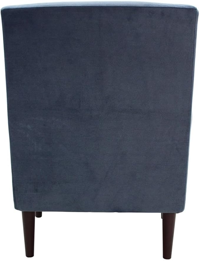 Pemberly Row Rolled Arm Lounge Chair 35 H x 28 W x 30 D Fabric Upholstery Blue Finish Contemporary Accent Chair for Living Room or Bedroom
